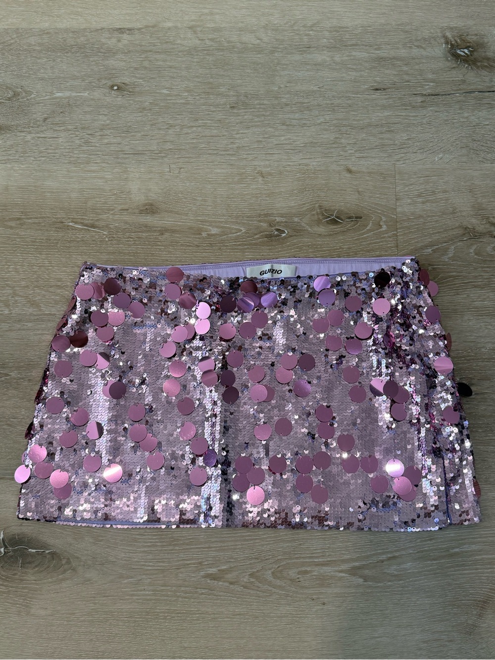 Danielle Guizio Purple Sequin Mini Skirt with Disc Embellishments